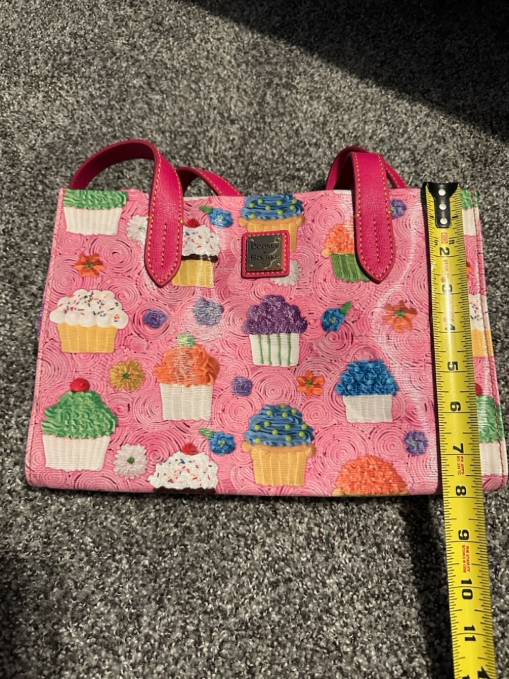 Pink Cupcake Print Tote Bag with Hot Pink Handles - Picture 9 of 10